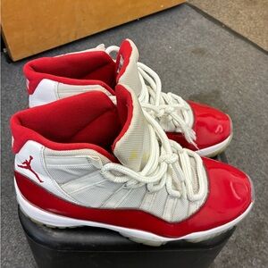 Red and White High-Top Sneakers